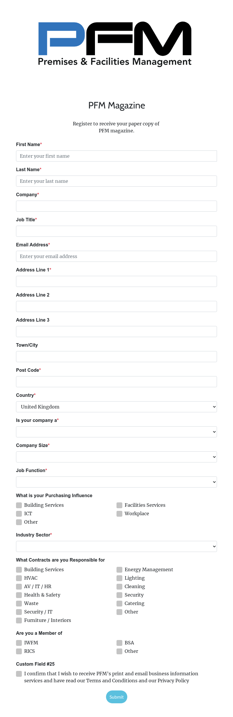 PFM - Print Edition Signup
